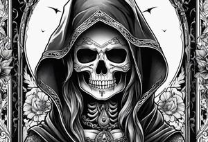 lady skeleton grim reaper tattoo idea