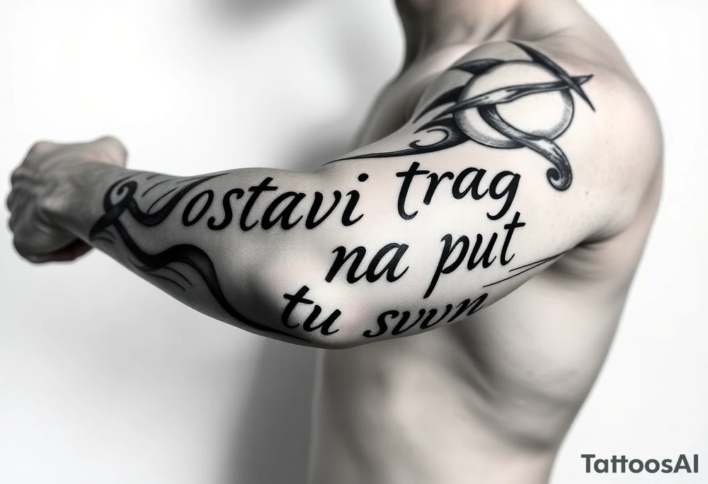 Make an arm tattoo representing the words ostavi trag na putu svom tattoo idea