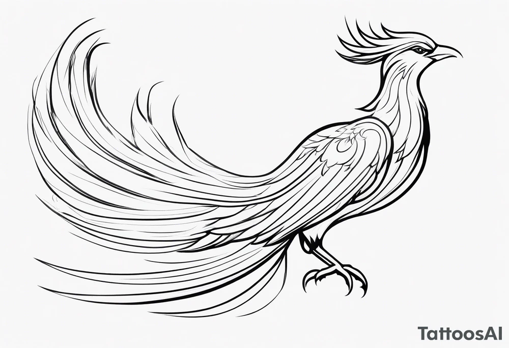 elongated phoenix in profile tattoo idea