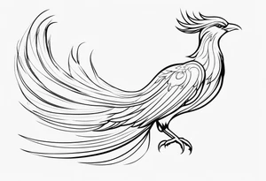 elongated phoenix in profile tattoo idea