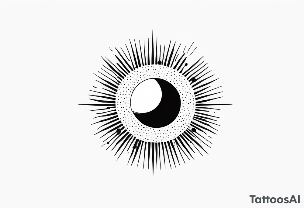 Simplistic sun made of black dots tattoo idea