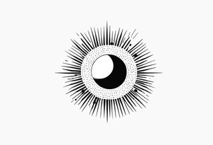 Simplistic sun made of black dots tattoo idea