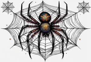 spider with web hangin down moon tattoo idea