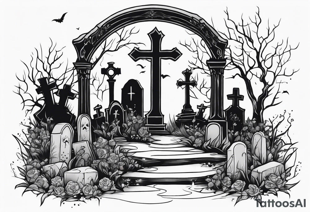 Ghostly Graveyard tattoo idea