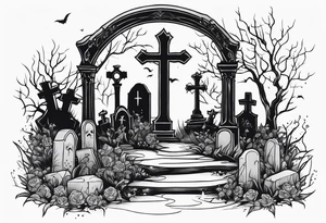 Ghostly Graveyard tattoo idea