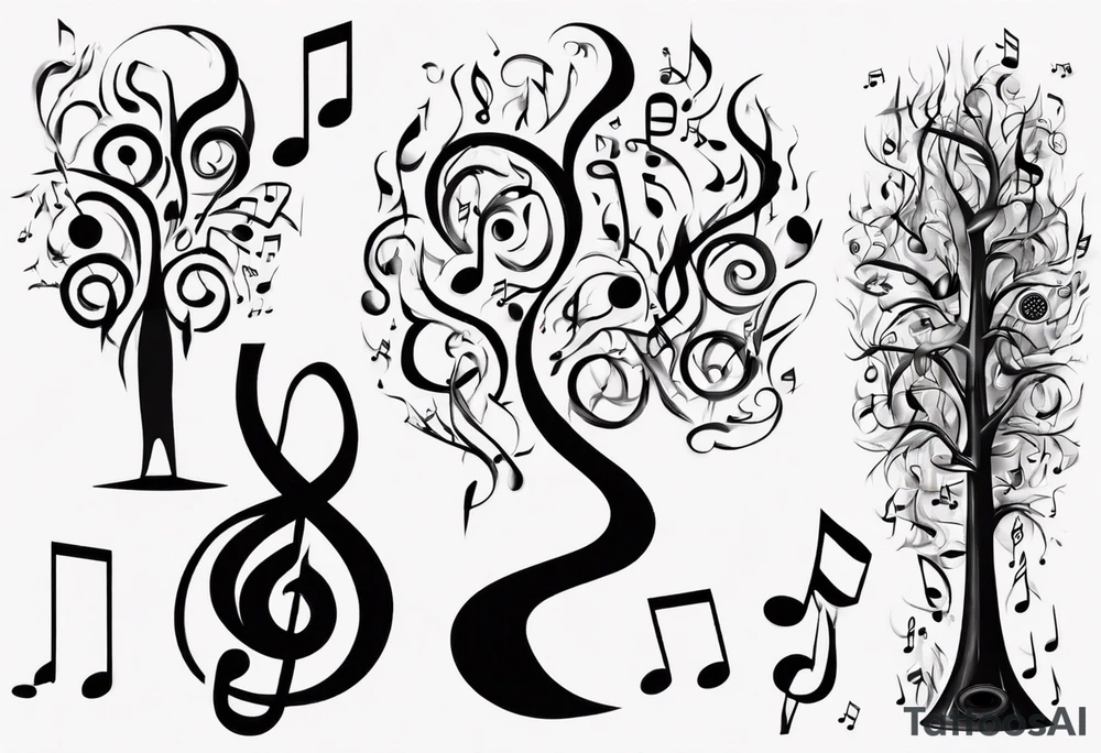music speaker note tree stave notes tattoo idea