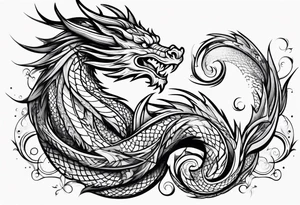 Old school dragon swirling tattoo idea
