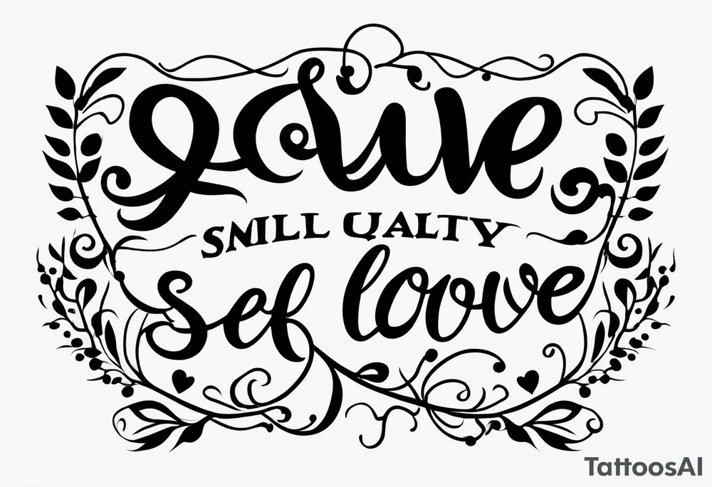 Small tattoo of a quote about self love in cursive only words tattoo idea