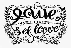 Small tattoo of a quote about self love in cursive only words tattoo idea