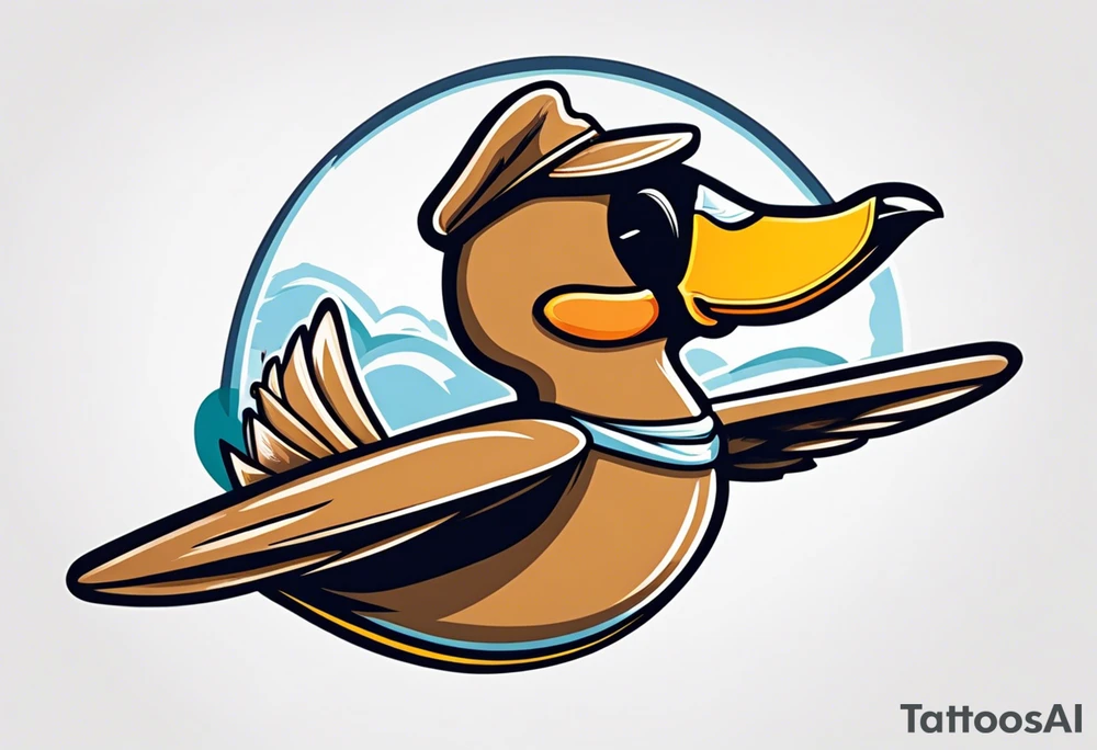 A silly goose dressed as an aviator tattoo idea