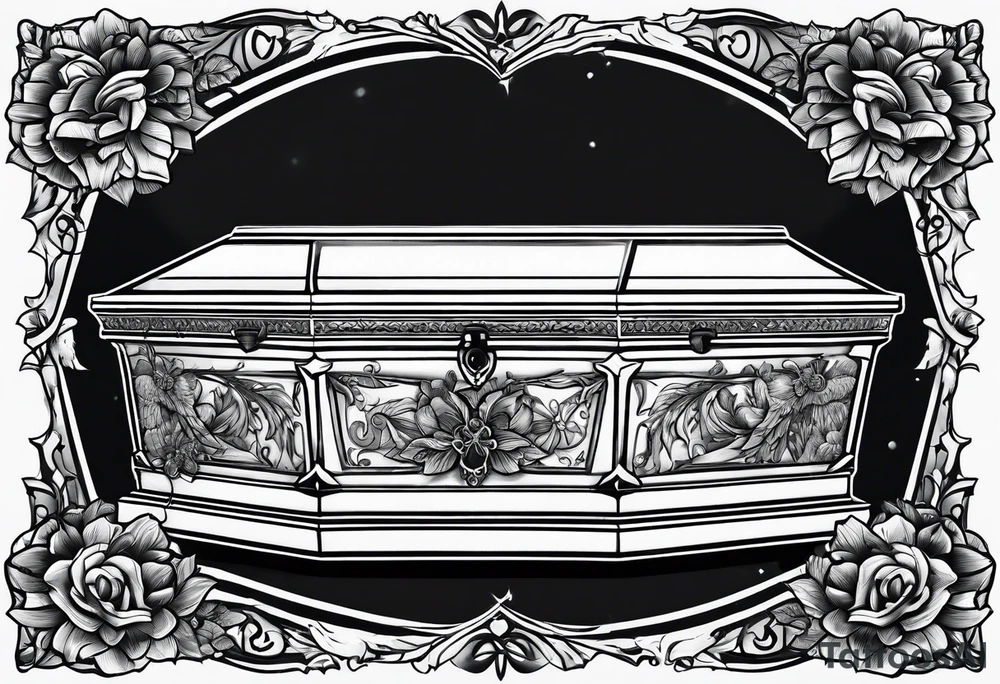 Plain Coffin in graveyard tattoo idea