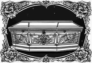 Plain Coffin in graveyard tattoo idea