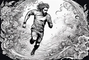 Man running from death, while also running towards death tattoo idea