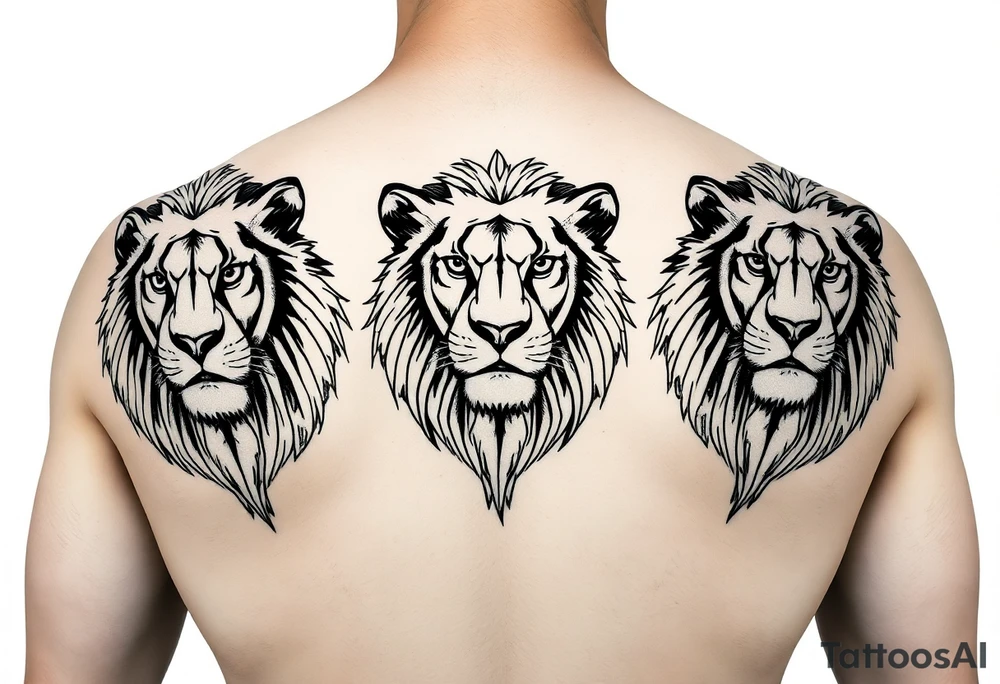 3lions on the torso large tattoo idea