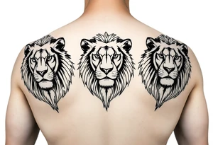 3lions on the torso large tattoo idea