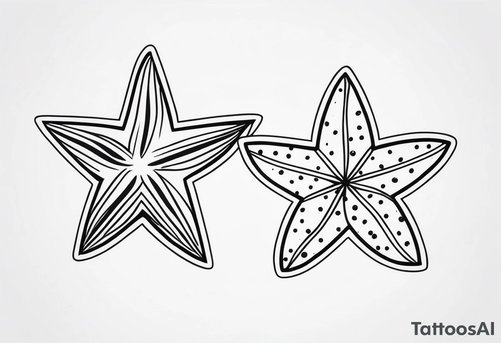 Two different star fish with olive branch behind tattoo idea Two different star fish with olive branch behind tattoo idea