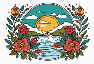 baptize in river



old school vintage simple traditional design with vintage flowers surrounding
bold color simple tattoo idea