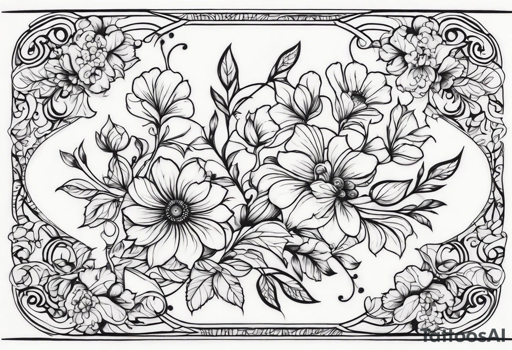 Flowers with swirls tattoo idea