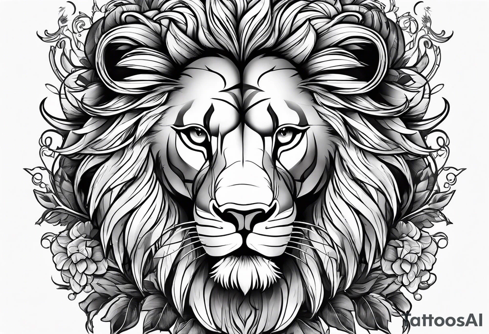 lion with snake hair tattoo idea