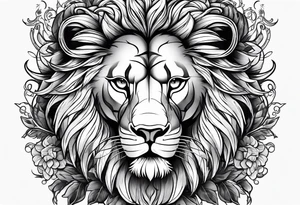 lion with snake hair tattoo idea