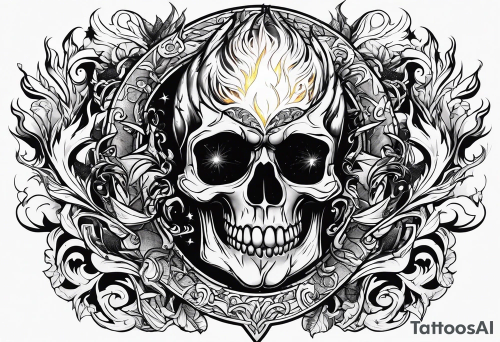 fire and lightning on hand tattoo idea