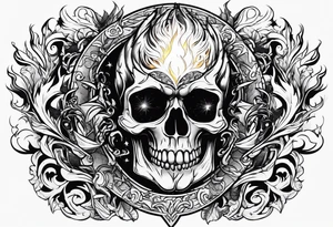 fire and lightning on hand tattoo idea