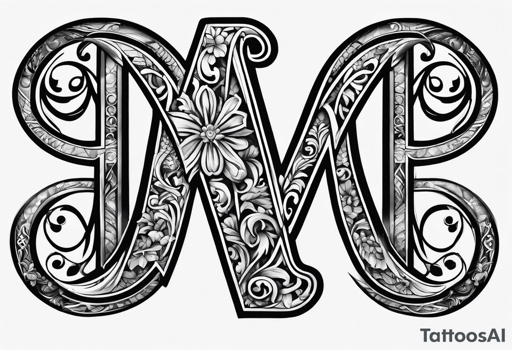 Letters M and S with infinity symbol tattoo idea