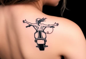 On the back of a motorbike with my arms outstretched trying to take flight tattoo idea