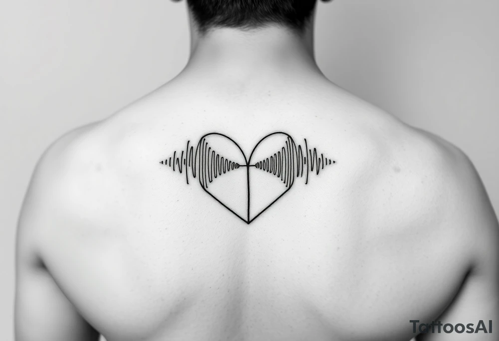 Two halves of a heart made of cell phone signal waves. Black ink only. Minimal tattoo idea