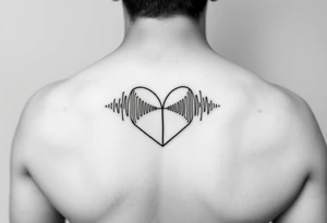 Two halves of a heart made of cell phone signal waves. Black ink only. Minimal tattoo idea