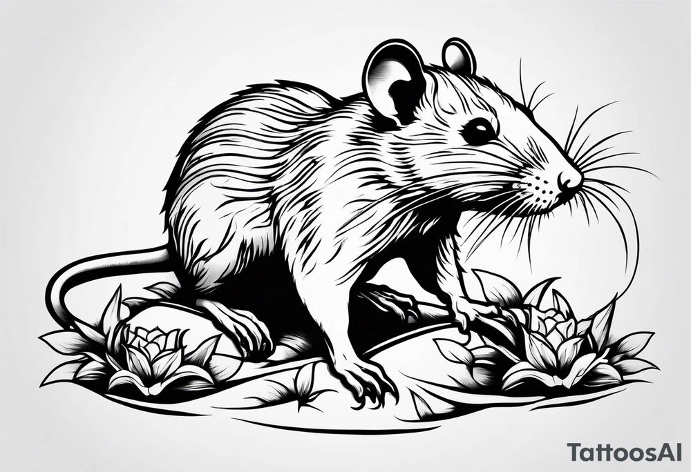 Rat without Flowers on beach tattoo idea