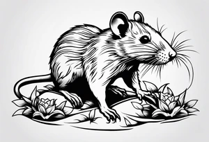 Rat without Flowers on beach tattoo idea