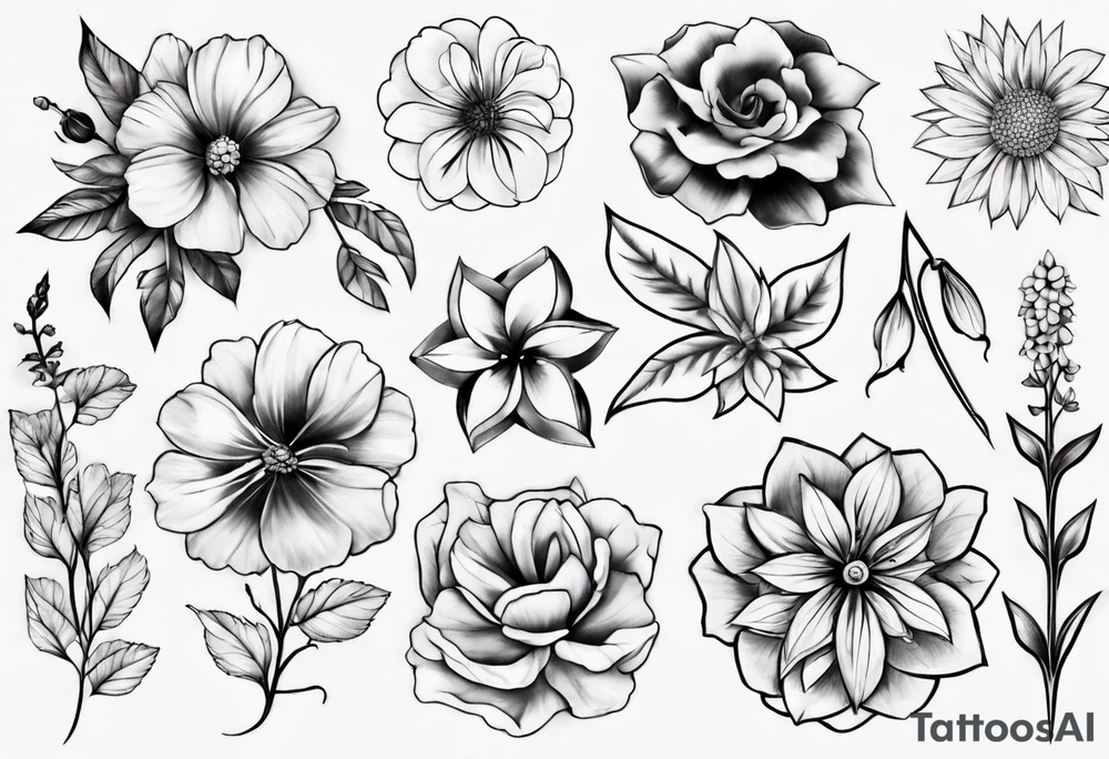 Pretty flowers tattoo idea