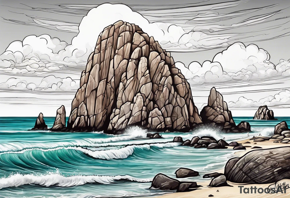 Cabo San Lucas beach that shows the famous rock formation tattoo idea