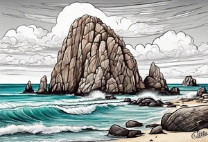 Cabo San Lucas beach that shows the famous rock formation tattoo idea