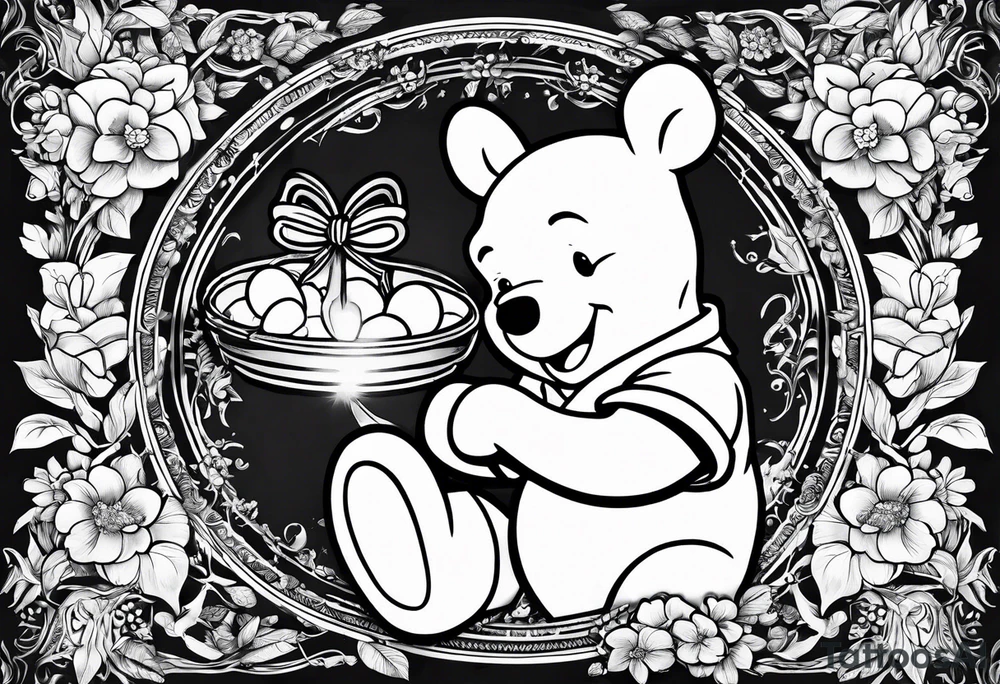Winnie Pooh one hand in the honey and one hand holding joint tattoo idea