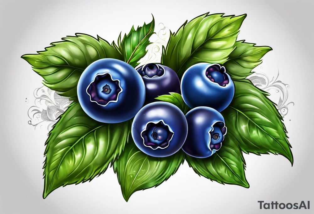 3 blueberries with a leaf tattoo idea