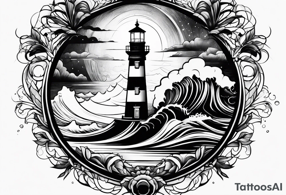 Lighthouse in a storm tattoo idea