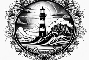 Lighthouse in a storm tattoo idea