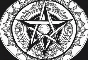 Pentagram moon stencil tattoo idea