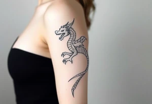 etheral dragon born form a magic book tattoo idea