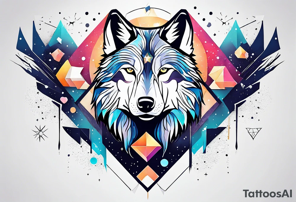 Constellation, animal wolf snow , géométric tattoo idea