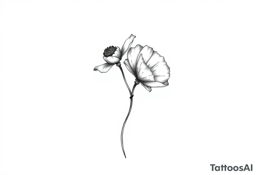 Violet and poppy tied together tattoo idea