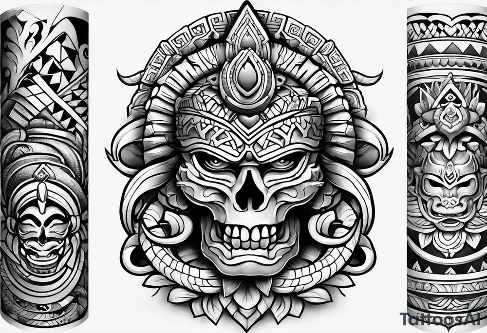 aztec snake sleeve tattoo idea