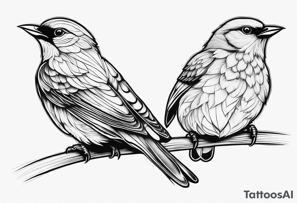 outline of two birds tattoo idea