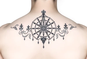 Ornamental chandelier natal chart tattoo idea