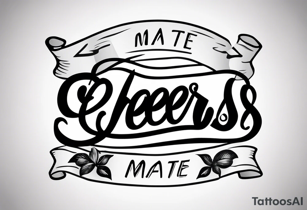 Cheers Mate text, armband +Cancer Ribbon tattoo idea