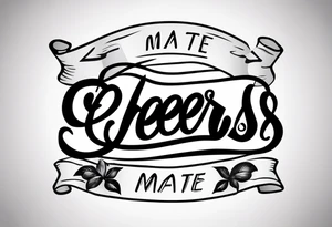 Cheers Mate text, armband +Cancer Ribbon tattoo idea