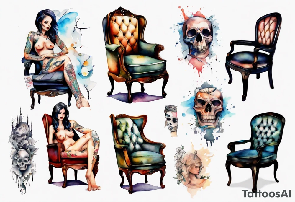 a chair woman hybrid tattoo idea