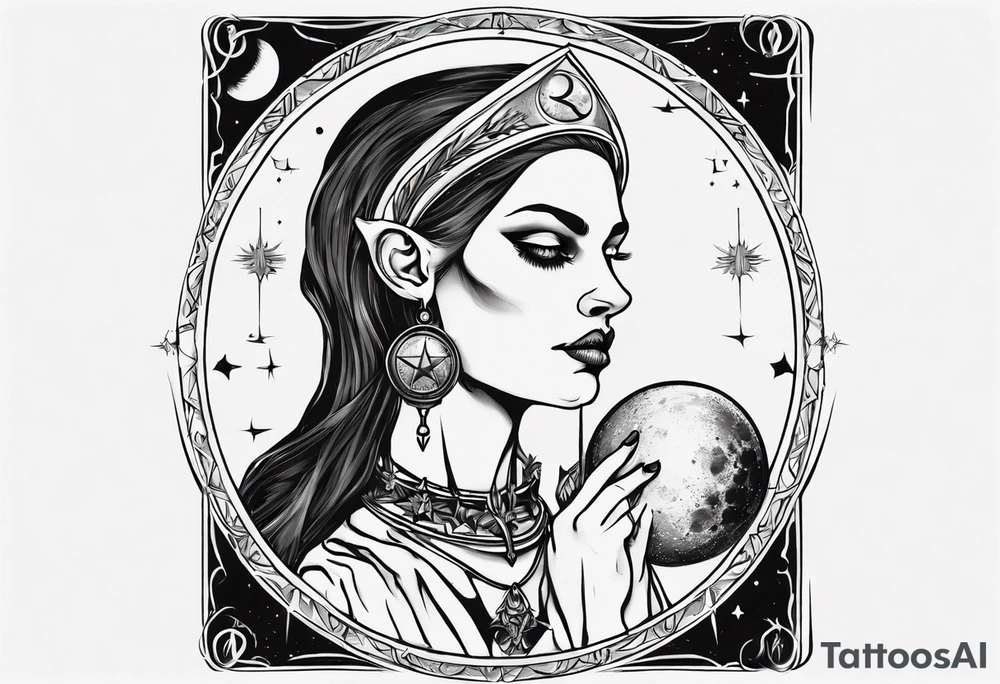 The High Priestess and the moon. TArot. tattoo idea